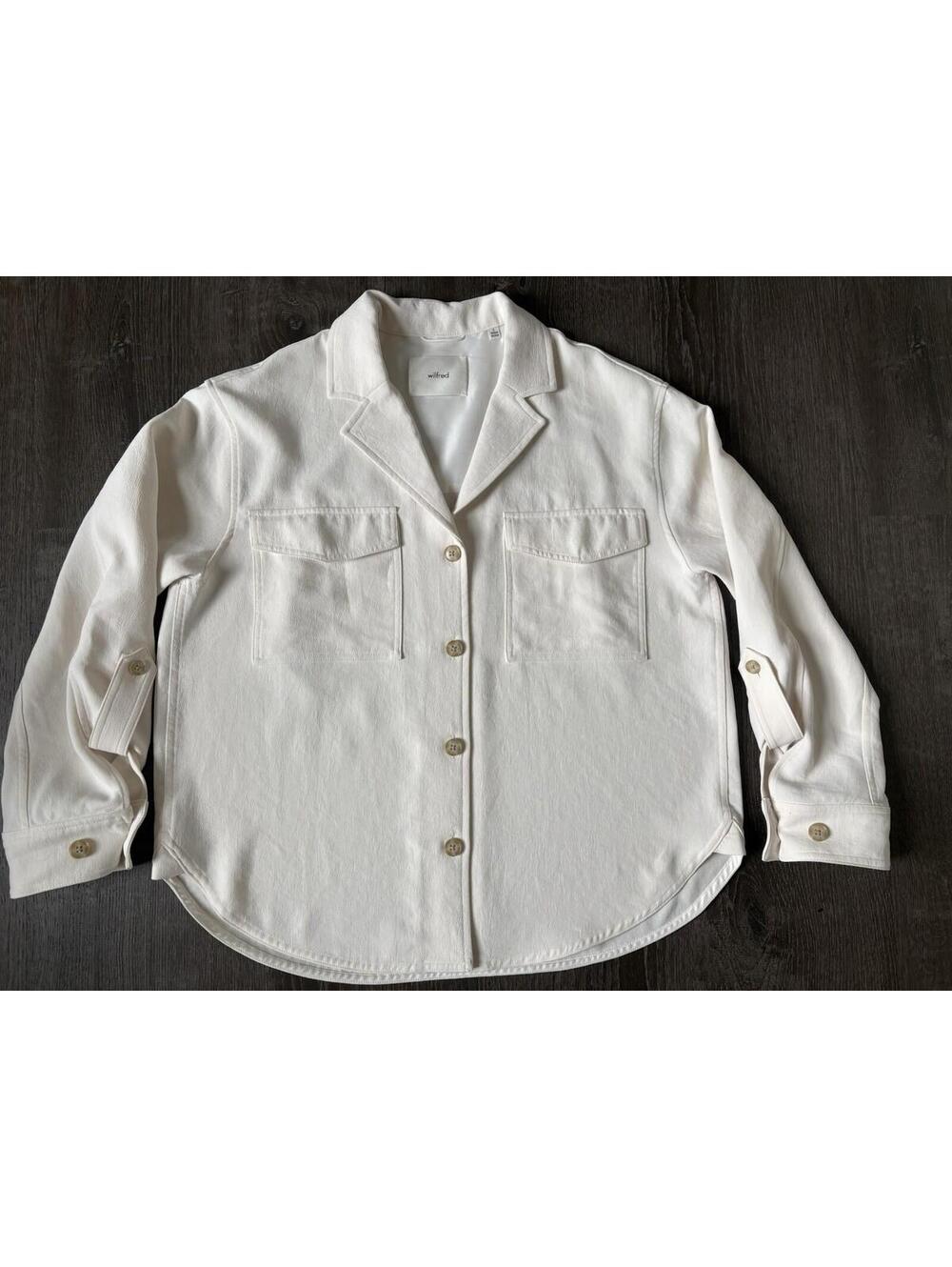Aritzia Wilfred Women's White Shacket Size Small Button Up Oversized